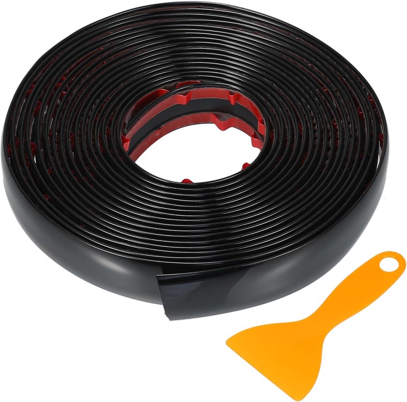 VekAuto Window Trim Strip Kit 1" 25mm Width 16Ft 5m Universal for Exterior Car Bumper Door Body Self Adhesive Scratch-Proof Decorative Sticker Plastic Gloss Black - Image 1